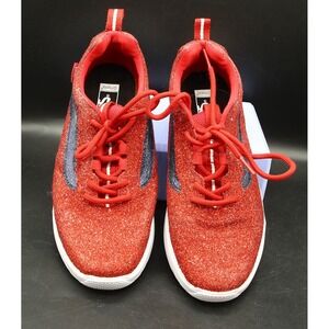 Vans Off The Wall Men's Red Glitter W/Blue Stripe, Men's US Size 7, EUR Size 39